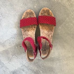 Lucky Brand red cork wedge sandal size 8